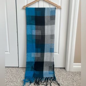 Blue and Gray Checkered Scarf